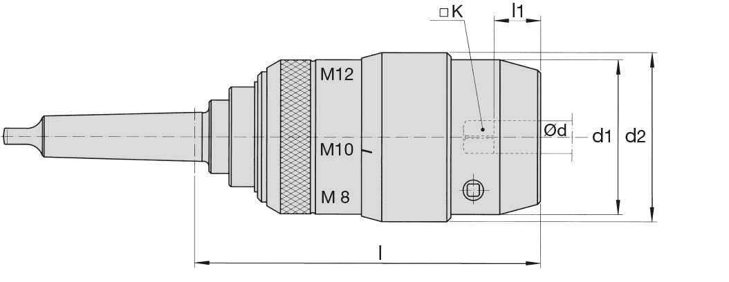 Mandrin de taraudage à changement rapide avec compensation de Long.  élastique, DIN 69871, forme A, pour taraud M3-M12, Tige SK 50 - Outillage  INDUSTRIE SAS